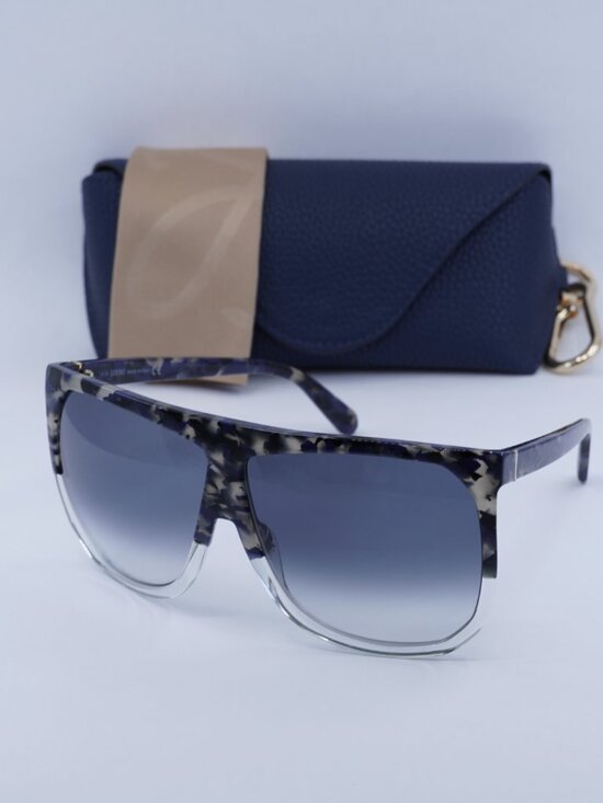Loewe LW40001I 56B Filipa Sunglasses Blue Havana Square Frame, Smoke Lenses